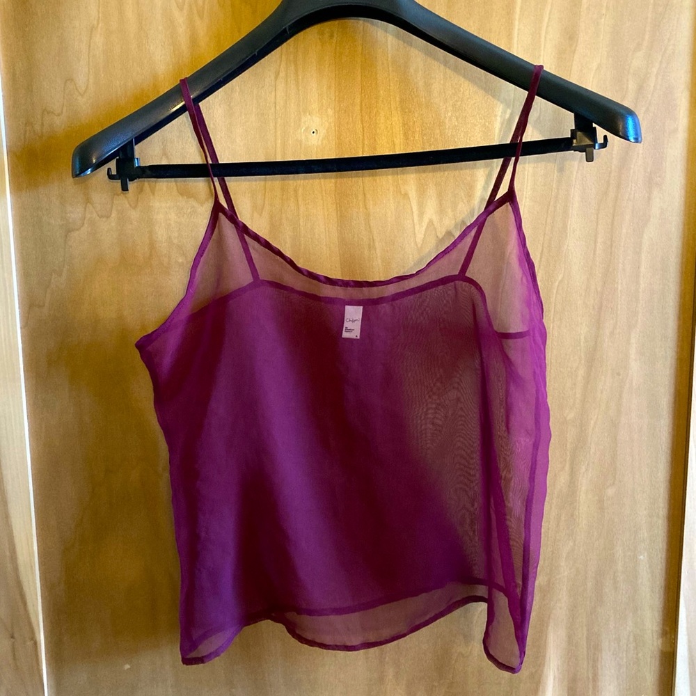 MUST GO American Apparel Chiffon Sheer Cami Tank Top Burgundy Purple Small